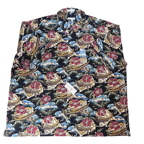 Pierre Cardin Men's Hawaiian Boat Print Cotton Short Sleeve Button-Up Shirt 3XL - Picture 1 of 5